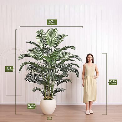 VeriNatural 8ft Artificial Palm Tree in White Pot, Fake Plants for Indoor & Outdoor Home Decor