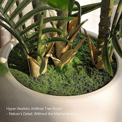 VeriNatural 8ft Artificial Palm Tree in White Pot, Fake Plants for Indoor & Outdoor Home Decor