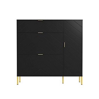 16-Pair Shoe Storage Cabinet with Flip Drawers and Adjustable Shelf Entryway Shoe Organizer