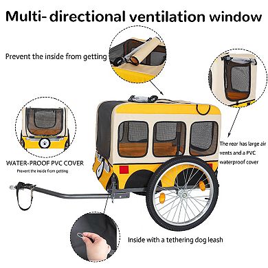 IFMALL Large All-Terrain Folding Pet Bike Trailer with Heavy-Duty Steel Frame