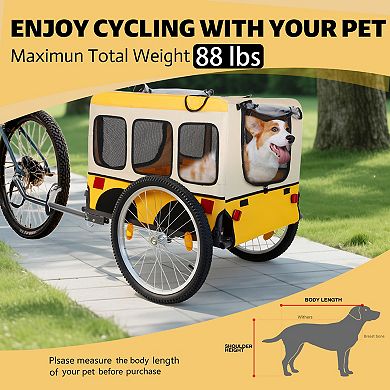 IFMALL Large All-Terrain Folding Pet Bike Trailer with Heavy-Duty Steel Frame
