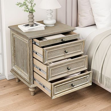 Retro-Style Bedside Table Living Room Storage Cabinet Sofa Side Table