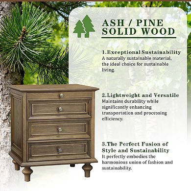 Retro-Style Bedside Table Living Room Storage Cabinet Sofa Side Table