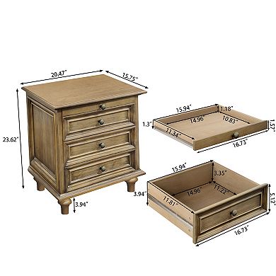Retro-Style Bedside Table Living Room Storage Cabinet Sofa Side Table