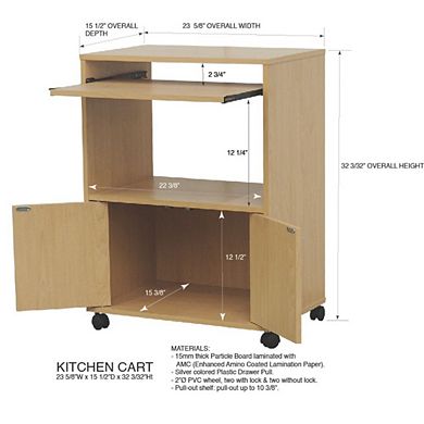Kings Brand Furniture Byron 2-Door Kitchen Microwave Cart