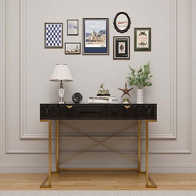 42 in. Modern Writing Desk with 2 Drawers Wood Computer Desk for Home Office Bedroom