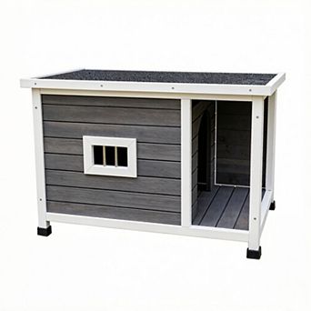 IFMALL Outdoor Weatherproof Cat Shelter with Ventilated Windows and Metal Support