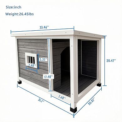 IFMALL Outdoor Weatherproof Cat Shelter with Ventilated Windows and Metal Support