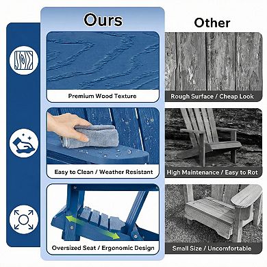 Wood Folding Adirondack Chair Set of 2