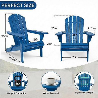 Wood Folding Adirondack Chair Set of 2