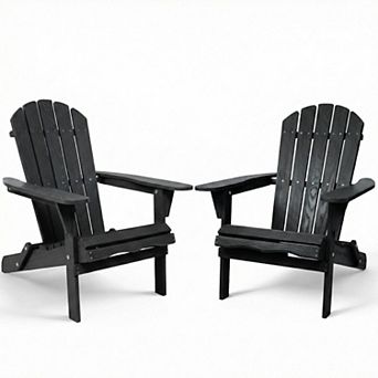 Wood Folding Adirondack Chair Set of 2
