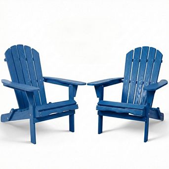 Wood Folding Adirondack Chair Set of 2