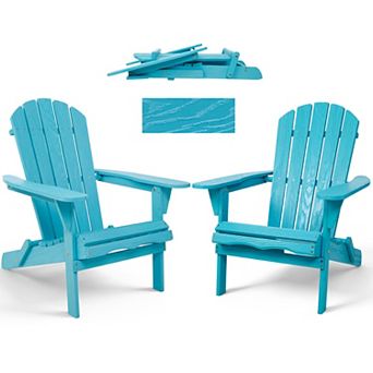 Wood Folding Adirondack Chair Set of 2