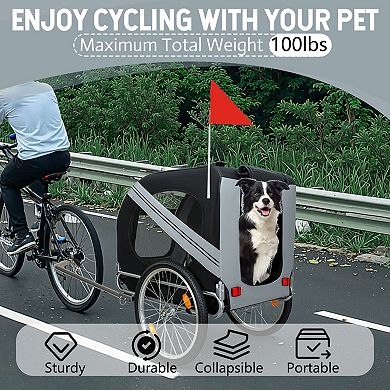 IFMALL Large All-Terrain Folding Pet Bike Trailer with 100LB Capacity