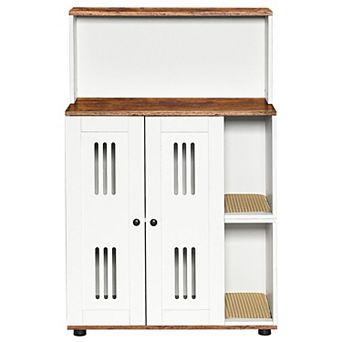 IFMALL Dual Compartment Cat Litter Enclosure Cabinet with Storage Shelf