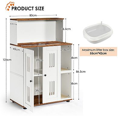 IFMALL Dual Compartment Cat Litter Enclosure Cabinet with Storage Shelf