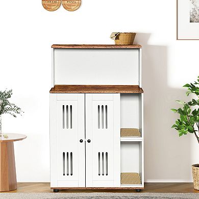 IFMALL Dual Compartment Cat Litter Enclosure Cabinet with Storage Shelf