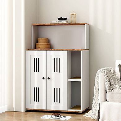 IFMALL Dual Compartment Cat Litter Enclosure Cabinet with Storage Shelf