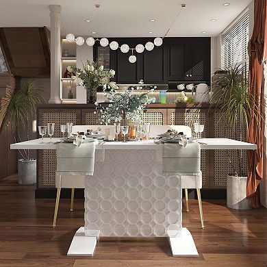 Glossy Wood Telescopic Dining Table