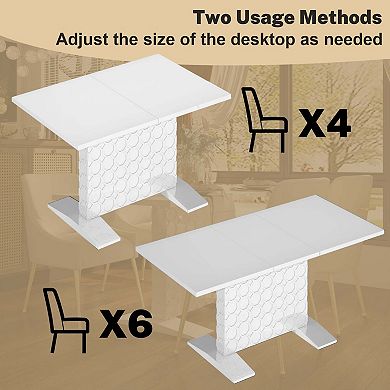 Glossy Wood Telescopic Dining Table