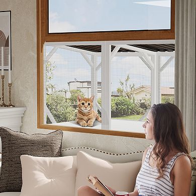 IFMALL Sturdy Indoor Cat Window Perch Hammock for Sunbathing and Outdoor Viewing