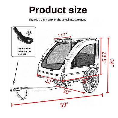 IFMALL Folding Pet Bike Trailer Cart for Small Medium Dogs with Quick Release Wheels
