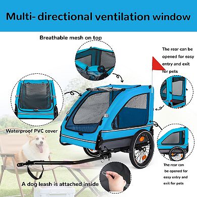 IFMALL Folding Pet Bike Trailer Cart for Small Medium Dogs with Quick Release Wheels