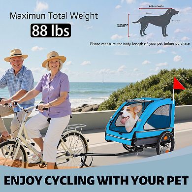 IFMALL Folding Pet Bike Trailer Cart for Small Medium Dogs with Quick Release Wheels