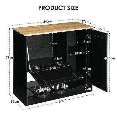 IFMALL Elevated Pet Feeding Station with Storage Lockers and Side Hooks