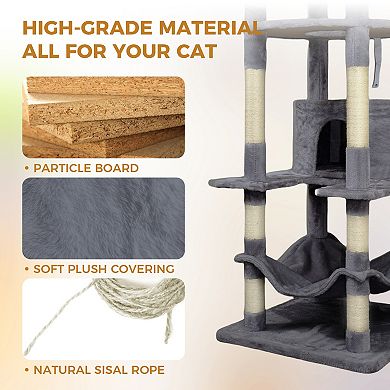 IFMALL Multi-Level Cat Tree Tower with Condo Hammock Scratching Posts Perches