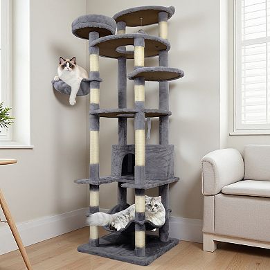 IFMALL Multi-Level Cat Tree Tower with Condo Hammock Scratching Posts Perches