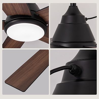 Moooni 42" Black Ceiling Fan with Light Fandelier with Light & Remote/APP Control for Indoor/Outdoor