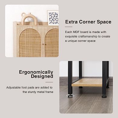 Rattan Over The Toilet Storage Cabinet with Adjustable Shelf, Large Space Bathroom Organizer