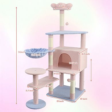 IFMALL Multi-Level Cat Tree with Condo Hammock Scratching Posts Perches