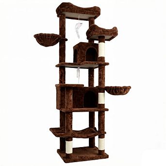 IFMALL Multi-Level Plush Cat Tree with Hammocks Hideaways Scratching Posts