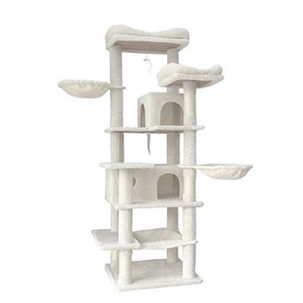 IFMALL Multi-Level Plush Cat Tree with Hammocks Hideaways Scratching Posts