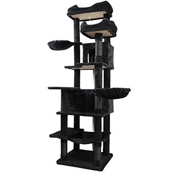 IFMALL Multi-Level Plush Cat Tree with Hammocks Hideaways Scratching Posts