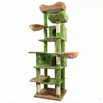 IFMALL Multi-Level Plush Cat Tree with Hammocks Hideaways Scratching Posts