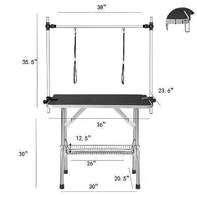 IFMALL Heavy Duty Adjustable Portable Pet Grooming Table with Arm and Noose