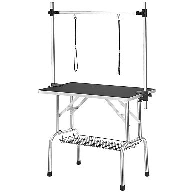 IFMALL Heavy Duty Adjustable Portable Pet Grooming Table with Arm and Noose