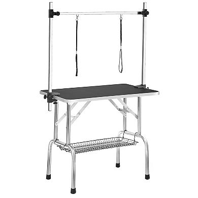 IFMALL Heavy Duty Adjustable Portable Pet Grooming Table with Arm and Noose