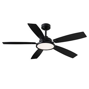 Moooni 52" Black Ceiling Fan with Light Dimmable Indoor/Outdoor Ceiling Fan with Remote Control