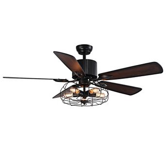 Moooni 52" Rustic Crystal Ceiling Fan with Light with Remote Control