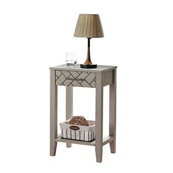 Kings Brand Furniture - Leffler Accent Side End Table with Drawer and Storage Shelf