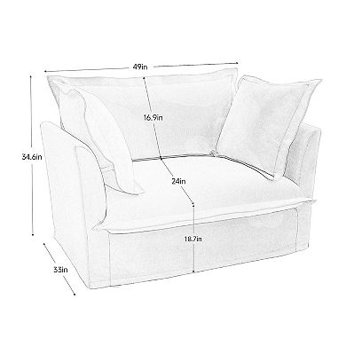 Slipcovered Chenille Deep Seat Armchair with Back Cushion and Toss Pillows