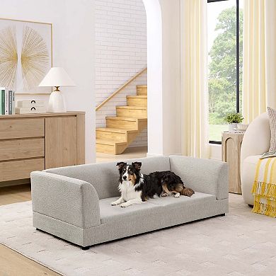 Large Pet Sofa with Backrest and Armrests for Medium or Large Dogs