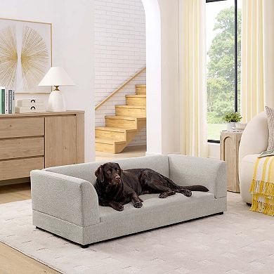 Large Pet Sofa with Backrest and Armrests for Medium or Large Dogs