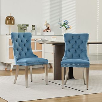 Velvet Upholstered Dining Chairs Set of 2, Modern Mid-Century Kitchen Chairs, Sliver Legs