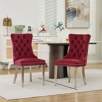 Velvet Upholstered Dining Chairs Set of 2, Modern Mid-Century Kitchen Chairs, Sliver Legs