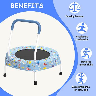 28inch Toddler Trampoline with Handle and Non Slip Feet, Spring free Bungee Jumping Mat,for Age 1-4